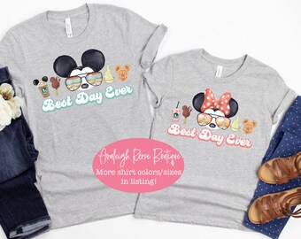 Retro Mickey Face Best Day Ever - Watercolor Disney Shirts  - Disney Family Shirts - Retro Minnie face