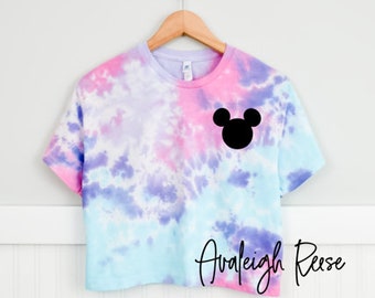 Disney Tie Dye Crop Shirt, Mickey Mouse Tee, Disneyland Tie Dye Shirt, Crop Tie Dye Shirt, Disney shirt, Disney World Shirt