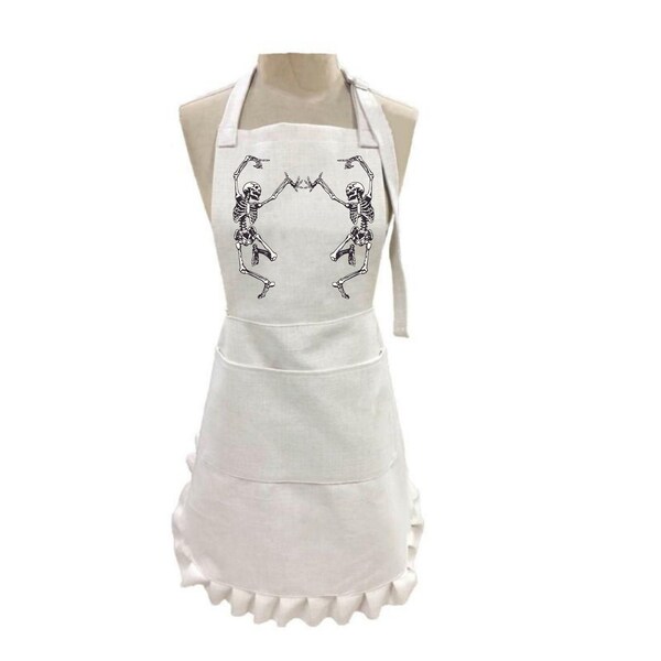 Halloween Dancing Skeletons Ruffled Apron, Halloween Decorations,