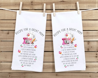 Mother's Day Tea Towels, Set of 2, Great Mom Birthday Gift, Microfiber, 16x24 inches