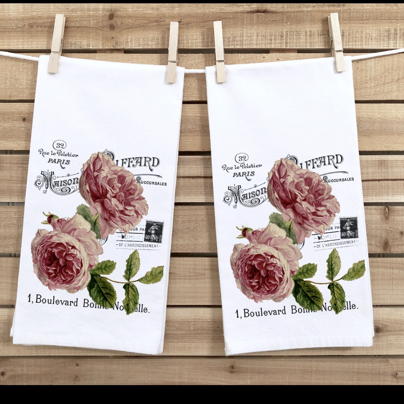 Pink Rose Hand Towel Etsy