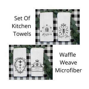 French Bees, Hand Towels, Set of Two or Four, Spring, Mother&#39;s Day