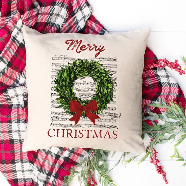 Christmas Pillow Cover, Merry Christmas, Indoor/Outdoor, 16 and 18 inch
