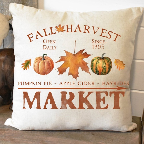 Fall Harvest Pillow Cover Autumn Decorating 16x16 or 18x18 Inches Etsy