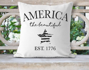 Throw Pillow Cover, America The Beautiful, 4th of July, Summer, Americana