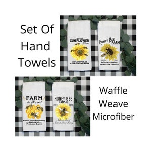 Honey Bees and Sunflowers, Set of 2 or 4, Hand Towels, Honey Bees, Spring, Summer, Great Gift Idea