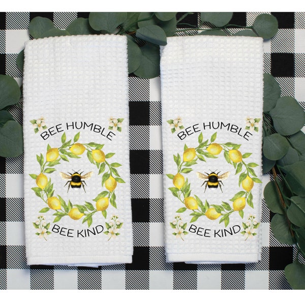 Bee Humble Kind, Kitchen Towels, Set of 2 or 4, Soft Microfiber, Spring/Summer decorating, Mother's Day gift