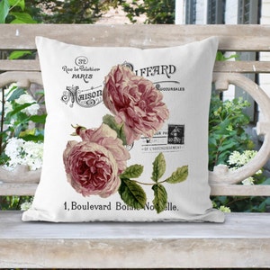 French Roses Pillow Cover, Pink Boulevard Roses, Housewarming gift, Spring, Summer,