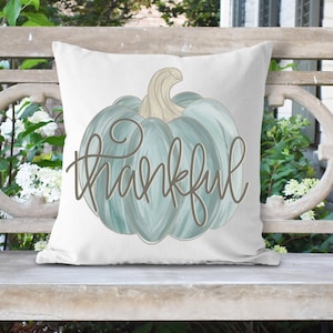 Fall Pillow Cover, Blue Pumpkin, 16x16 or 18x18 inches, Autumn Home Decoration