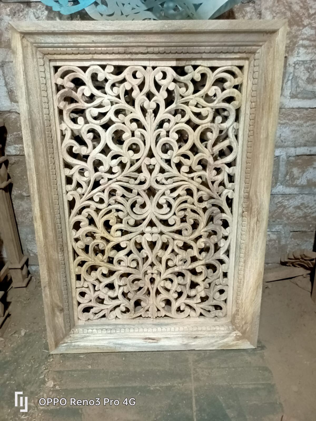 Rustic Wall Panel , Boho Hand Carved Wall Hanging, Indian Wooden Frame