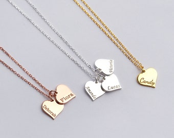 Custom Three Hearts Necklace • Personalized Three Name Necklace • Custom 3 Name Necklace • 3 Name Necklace Heart • 3 Children Necklace Gift