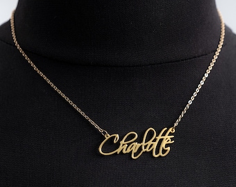 Custom Name Necklace, 18K Gold Plated Name Necklace, Personalized Name Necklace, Birthday Gift for Her, Mother&#39;s Day Gift, Gift for Mom