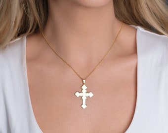 Dainty Silver Cross Necklace | Crucifix Pendant Necklace | Simple Silver Chain | Women Cross Layering Necklace | Gift idea for Her