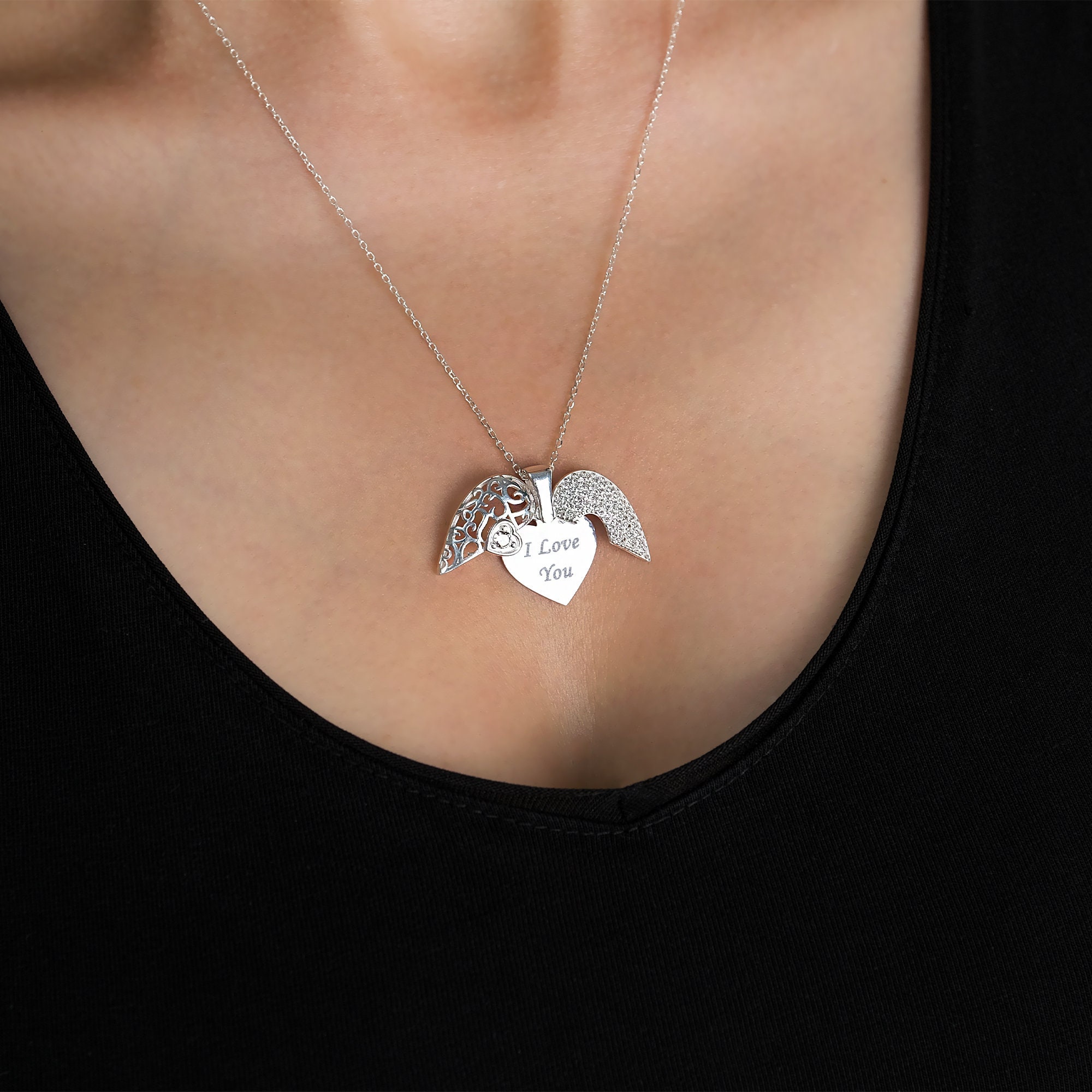 Personalized Angel Necklaces, Personalized Name Necklaces, Script Name Necklaces, Mother's Day Jewelry, Gift for Her, Personalized Gift