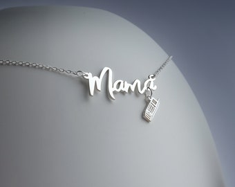 Custom Name Necklace, Silver Mama Necklace, 18K Gold Plated Name Necklace, Personalized Name Necklace, Birthday Gift for Her, Christmas Gift