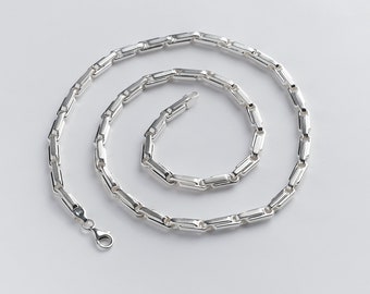 Collier chaîne byzantine carrée blanche, chaîne Bali en argent, collier chaîne en argent sterling 925, chaîne Viking, collier chaîne pour homme et femme