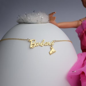 Personalized Gold CircleBarbie Necklace Round Necklace Girls Barbie Movie  Pink
