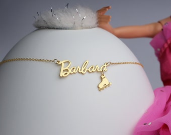 Custom Name Necklace, 18K Gold Plated Name Necklace, Barbie Font Name Necklace, Birthday Gift for Her, Christmas Day Gift, Gift for Daughter