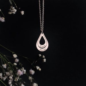 Custom Drop Necklace, Personalized Engraved Family Name Necklace for Mum, Mothers Necklace with Children Name, Mother&#39;s Day Gift