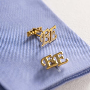 Regalo de padrinos de boda - Gemelos iniciales - Gemelos de nombre personalizados - Gemelos personalizados - Gemelos de boda del novio - 2-3 letras iniciales