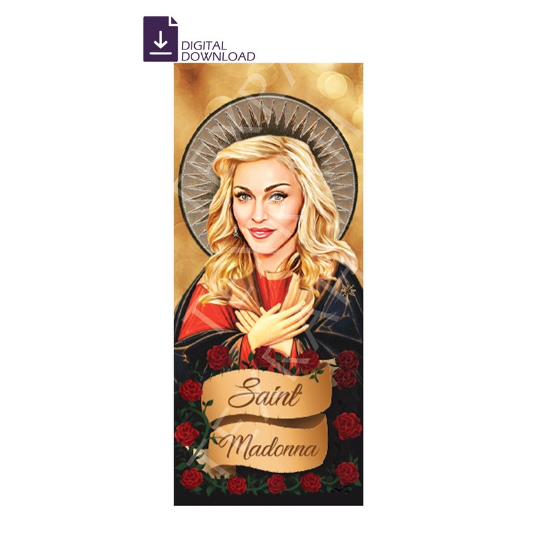 DIGITAL DOWNLOAD Saint Madonna Celebrity Prayer Devotional Parody Altar Artwork Art Label Sticker Decal image 1