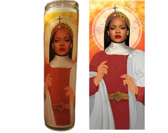 Rihanna Celebrity Prayer Andachts-Parodie-Kerze, 21 cm weißes glas