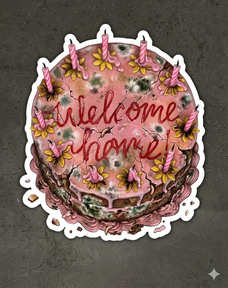Coraline's Welcome Home Cake vinyl sticker image 1