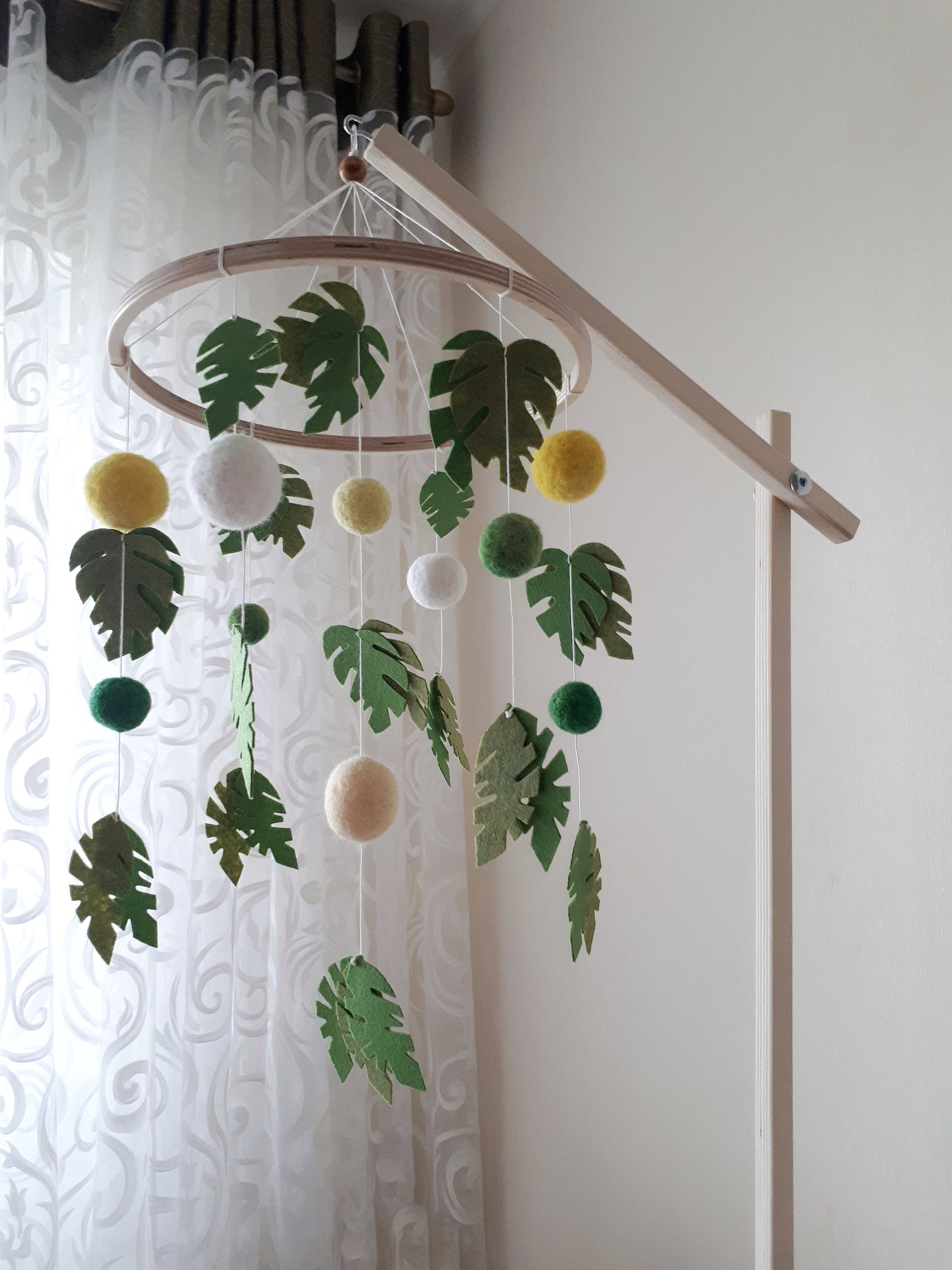 Wooden baby crib arm White baby mobile hanger Wooden mobile Etsy