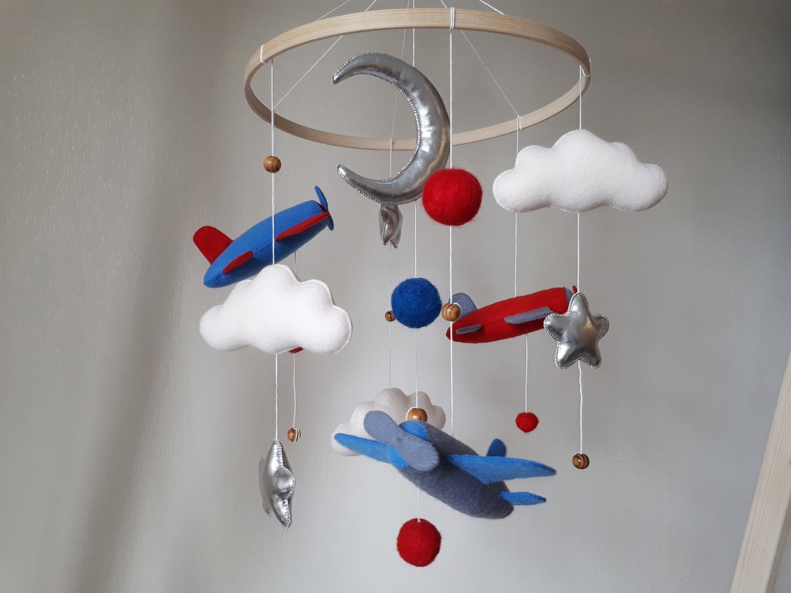 Airplane Crib Mobile Boy Airplane Nursery Decor Expecting Etsy