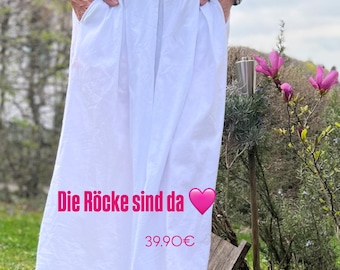 SALE Traumhafter Faltenrock Rock 38 - 42 Maxirock langer Baumwolle weiß beige Raupe braun oliv