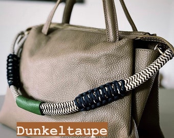 L-Bag personalisierte Damen Handtasche Schultertasche grün schwarz taupe Ledertasche Lede Tasche Mit Ledergurt ohne Stoffgurt Schultertasche