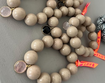 Großes Statement Kugelarmband feminines Armband  Silber Gold Sterlingsilber Halbedelstein Rosenquarz Onyx Labradonit Amethist gummieente