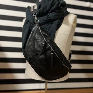XL sling bag sling bag belly bag large leather bag crossbody bag shoulder bag bag black belly bag with leather strap without fabric strap