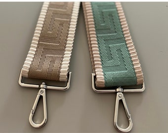 Webbing Silver Bag Strap Strap Band for Bags taupe or sage with beige