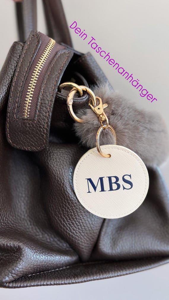 Personalisierter Anhänger für Taschen Taschenanhänger hell beige