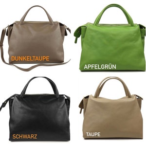 L-Bag personalisierte Damen Handtasche Schultertasche grün schwarz taupe Ledertasche Lede Tasche Mit Ledergurt ohne Stoffgurt Schultertasche Bild 7