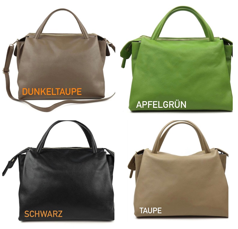 L-Bag personalisierte Damen Handtasche Schultertasche grün schwarz taupe Ledertasche Lede Tasche Mit Ledergurt ohne Stoffgurt Schultertasche Bild 7