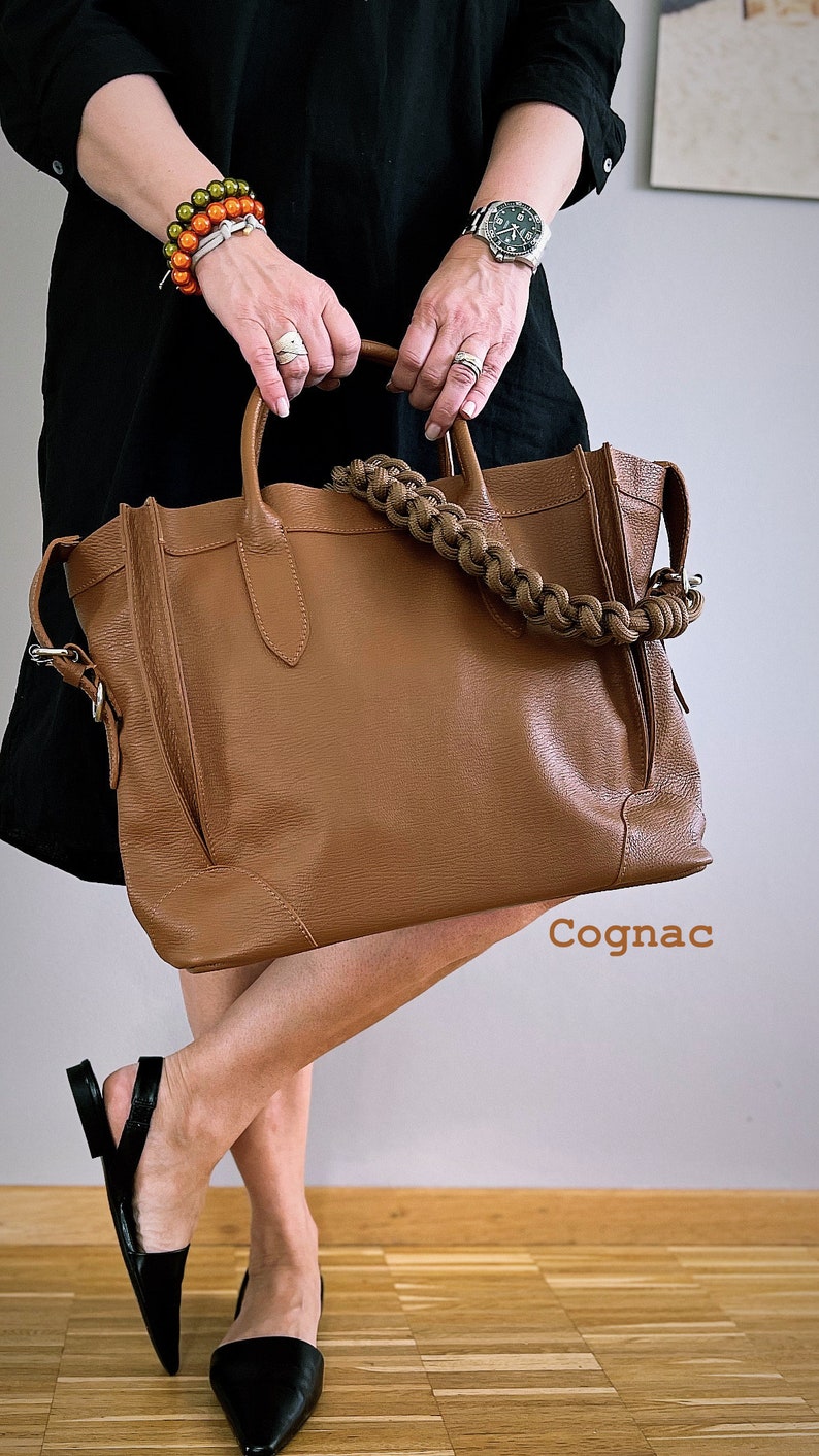 DailyBag personalisierte Damen Handtasche Schultertasche orange schwarz taupe blau Cognac Ledertasche Tasche Mit Ledergurt ohne Stoffgurt 画像 10