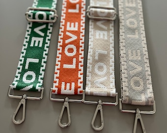 Gurtband Wechselgurt Silber Taschengurt Gurt Band Taschen Bagstrap grün beige grau Orange  LOVE Wechselband Taschenriemen breiter Gurt