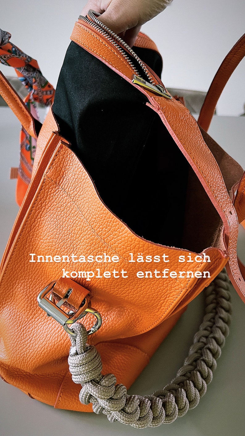 DailyBag personalisierte Damen Handtasche Schultertasche orange schwarz taupe blau Cognac Ledertasche Tasche Mit Ledergurt ohne Stoffgurt 画像 5