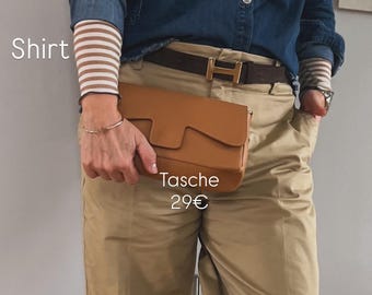 Lederclutch Clutch Handtasche Ledertasche Tasche Umhängetasche Leder Crossbody inkl Ledergurt  Cognac