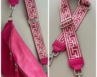 Gurtband Silber Wechselgurt Taschengurt Gurt Band für Taschen Bagstrap Leder Pink Wechselband Taschenriemen breiter Gurt