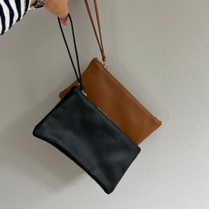Mini Pochette Damen bag in bag Handtasche Ledertasche Tasche Leder Clutch schwarz Cognac Abendtasche kleine Tasche