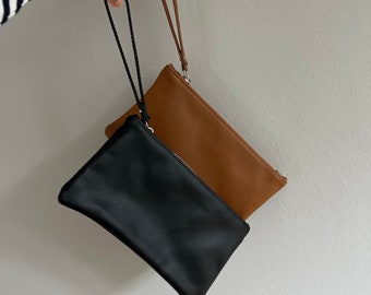 Mini Pochette Damen bag in bag Handtasche Ledertasche Tasche Leder Clutch schwarz Cognac Abendtasche kleine Tasche