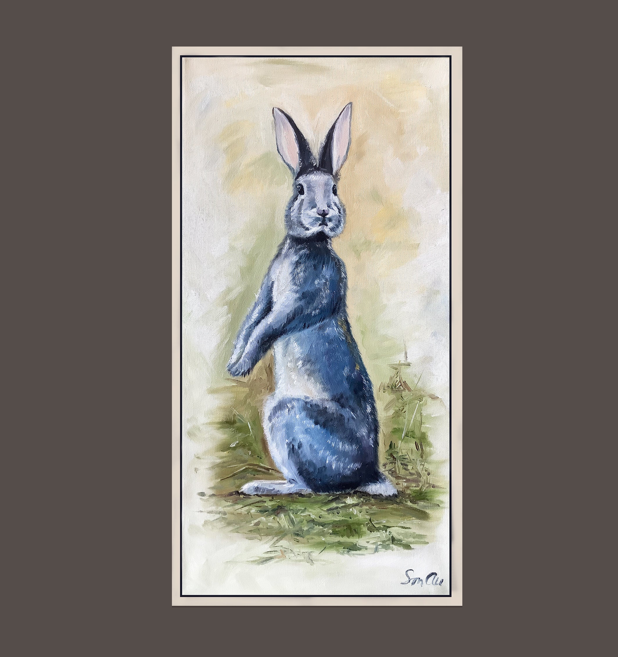 Hasenbild auf Leinwand Сurious Hase Kunst Kleines Wanddekor | Etsy