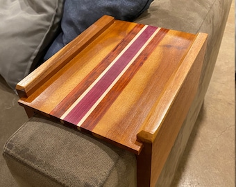 Handmade Hardwood Sofa Armrest Table: Customizable Couch Tray