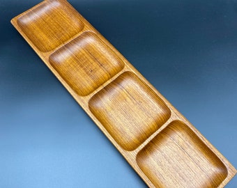 Danish Teak Wood 4 Section Tray