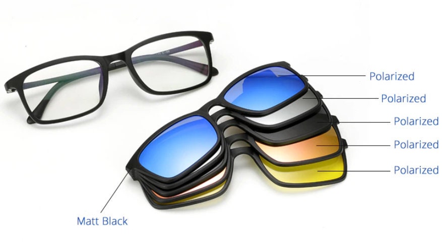 Gafas de sol polarizadas Hombres Mujeres 5 en 1 Clip magnético en gafas -   España