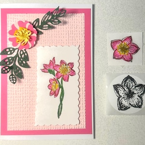 3D-kaart met roze bloemen