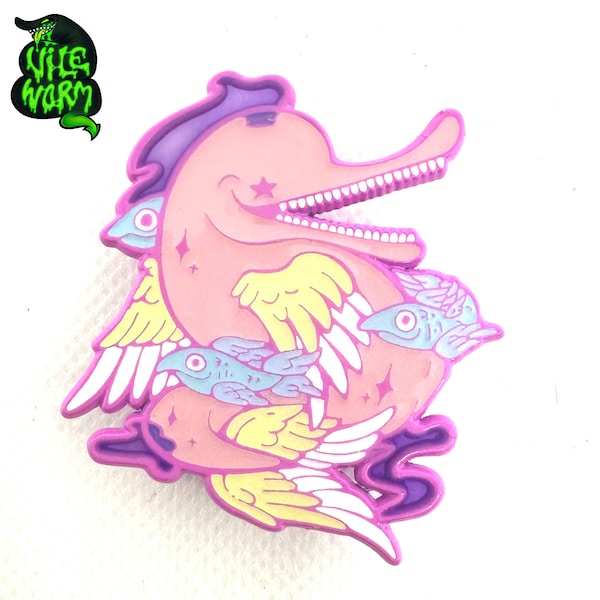 Pin de esmalte con forma de delfín del río angelical